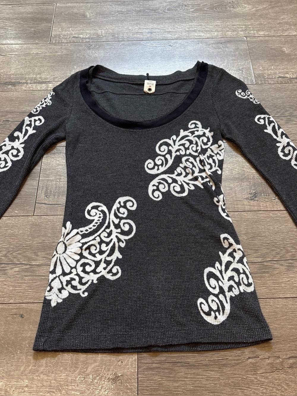 Free People/We the People Charcoal Gray & White  Long Sleeve